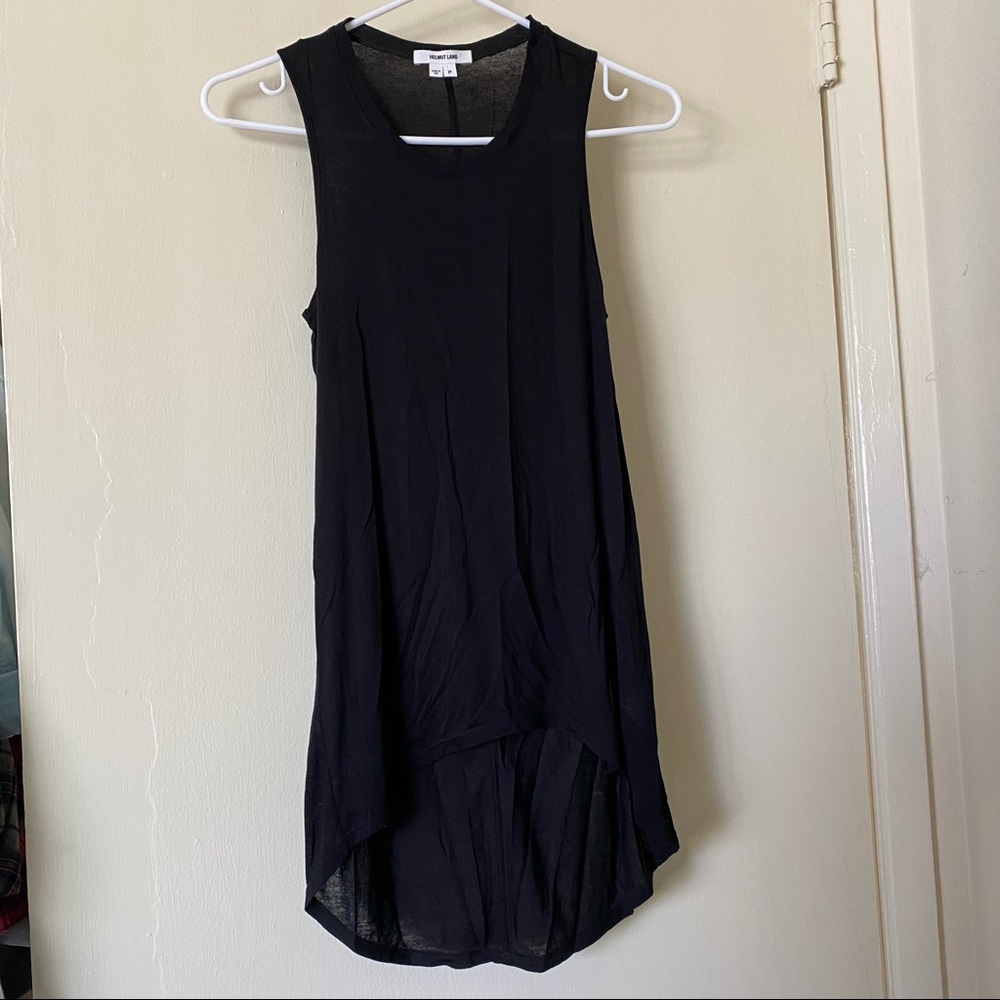 Helmut Lang kinetic high low muscle tank top black P XS new
